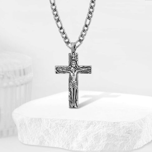 925 Sterling Silver Crucifix/Caravaca/Orthodox Pendant Necklace for Men Women Jesus Jewelry Gifts in Kuwait