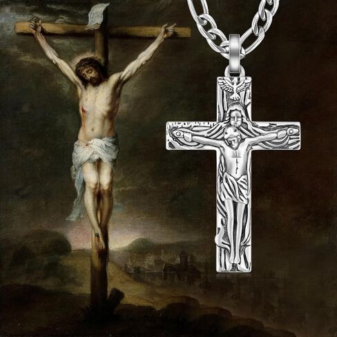 925 Sterling Silver Crucifix/Caravaca/Orthodox Pendant Necklace for Men Women Jesus Jewelry Gifts in Kuwait