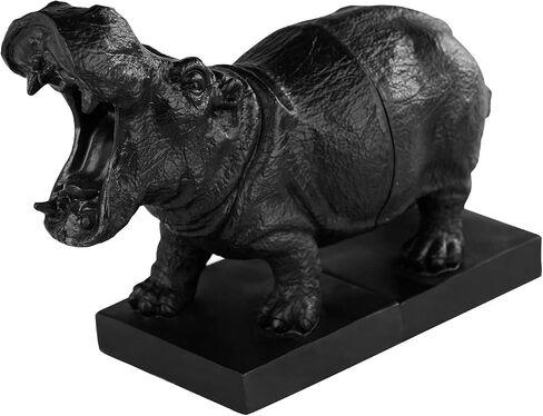 Set of 2 Polyresin Faux Hippo Bookend,Art bookend, Homedecor for Kids (Black) in Saudi Arabia
