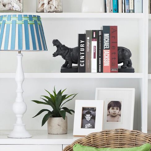 Set of 2 Polyresin Faux Hippo Bookend,Art bookend, Homedecor for Kids (Black) in Saudi Arabia