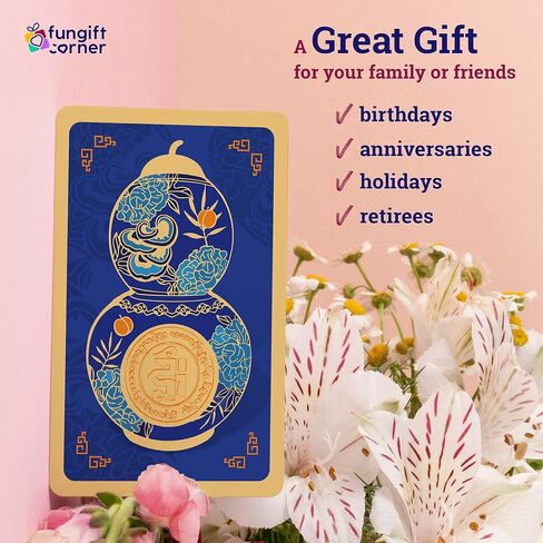 الأعشاب العلاجية وتميمة طول العمر بطاقة فنغ شوي مع وو لو، رمز فنغ شوي الرائع للصحة الجيدة والازدهار، هدية فنغ شوي، بطاقة تاليسمان بحجم الجيب، مصنوعة في الولايات المتحدة الأمريكية (عبوتان) in Kuwait