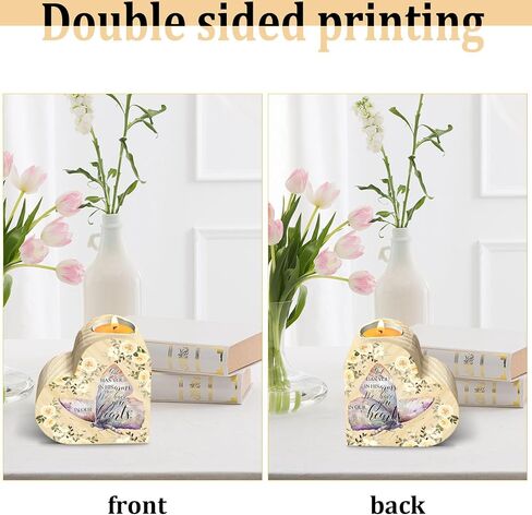 Memorial Candle Gift, Wooden Heart Shape Candle Holder, Sympathy Gifts for Loss of Relatives, Bereavement Remembrance Butterfly Decor Candle Holder for Family, Double Sided Printing in Saudi Arabia