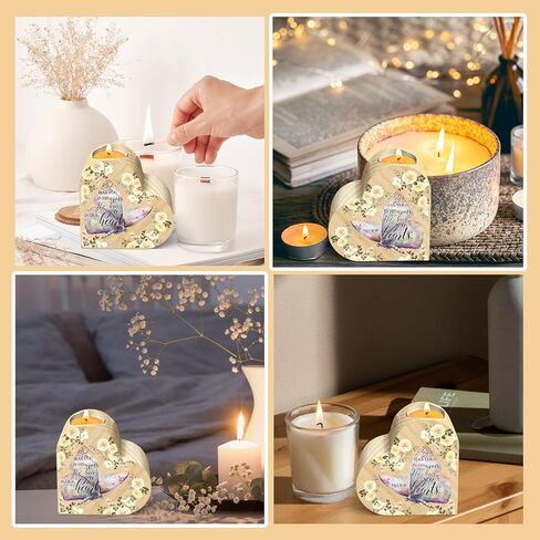 Memorial Candle Gift, Wooden Heart Shape Candle Holder, Sympathy Gifts for Loss of Relatives, Bereavement Remembrance Butterfly Decor Candle Holder for Family, Double Sided Printing in Saudi Arabia