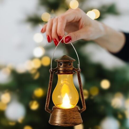 12Pcs LED Mini Vintage Lantern Decor Indoor Decorative Outdoor Hanging Lantern Decorative Small Candle Lanterns Farmhouse Decor for Wedding Centerpiece,Halloween,Christmas,Farmhouse Decorative in Saudi Arabia