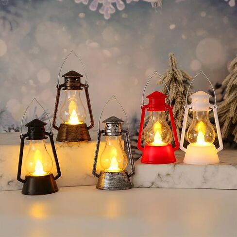 12Pcs LED Mini Vintage Lantern Decor Indoor Decorative Outdoor Hanging Lantern Decorative Small Candle Lanterns Farmhouse Decor for Wedding Centerpiece,Halloween,Christmas,Farmhouse Decorative in Saudi Arabia