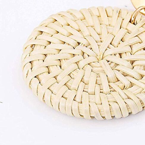 Lightweight Rattan Statement Earrings for Women,Geometric Tassel Woven Boho Earrings Handmade Straw Wicker Braid Hoop Drop Dangle Earrings in Saudi Arabia