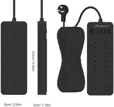 شرائط طاقة 15 قدمًا 14 في 1 مع حماية من زيادة التيار 1700J، 10 منافذ مع 4 منافذ USB (1 USB C) سلك تمديد طويل مع منافذ متعددة 16Awg 1625W/13A واقي شريط الطاقة بقابس مسطح أبيض in Kuwait