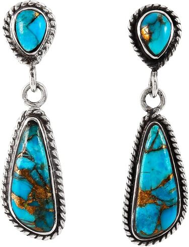Turquoise Earrings 925 Sterling Silver & Genuine Turquoise in Kuwait