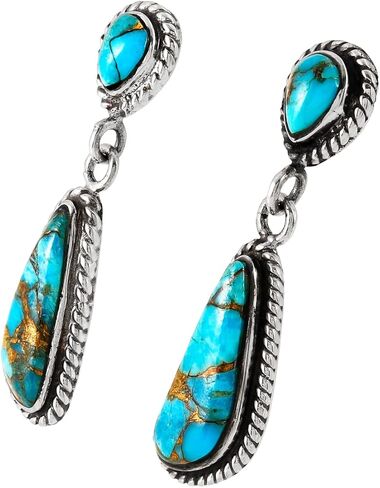 Turquoise Earrings 925 Sterling Silver & Genuine Turquoise in Kuwait