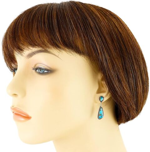 Turquoise Earrings 925 Sterling Silver & Genuine Turquoise in Kuwait
