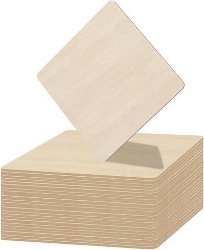 40 قطعة 2.7 × 2.7 بوصة قطع خشبية غير مكتملة، شرائح خشبية طبيعية فارغة مربعة مع زاوية مستديرة لطلاء الحرف اليدوية، بلاط الخربشة، تزيين الحائط in Kuwait