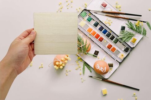 40 قطعة 2.7 × 2.7 بوصة قطع خشبية غير مكتملة، شرائح خشبية طبيعية فارغة مربعة مع زاوية مستديرة لطلاء الحرف اليدوية، بلاط الخربشة، تزيين الحائط in Kuwait