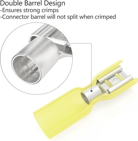 100pcs Yellow Heat Shrink Female Spade Connector - Electrical Quick Disconnect Wire Connector 12-10AWG (Yellow - Female Spade) in Saudi Arabia
