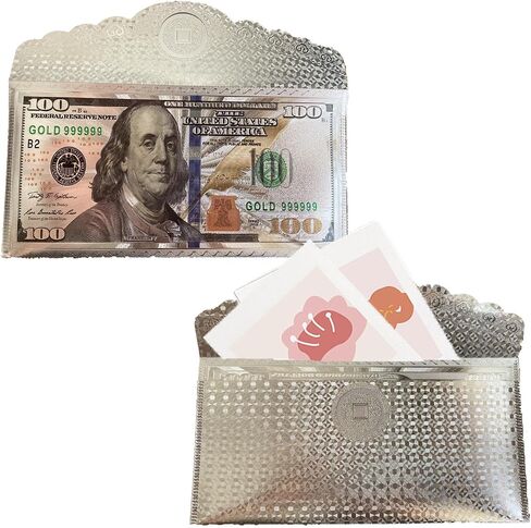 10 × 100 دولار أمريكي، مغلف، بطاقة نقود، هدية، غلاف من الأوراق النقدية المطلية برقائق الذهب (ذهبي) in Saudi Arabia