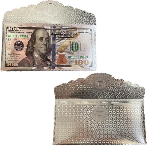 10 × 100 دولار أمريكي، مغلف، بطاقة نقود، هدية، غلاف من الأوراق النقدية المطلية برقائق الذهب (ذهبي) in Saudi Arabia