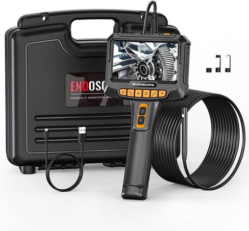Borescope,Dual Lens Endoscope Camera with Light,5" IPS Screen IP67 Waterproof Sewer Camera Borescope, 360° Rotation Pipe Camera for for Wall, Plumbing, Automotive,Gift for Men (16.5FT) in Saudi Arabia