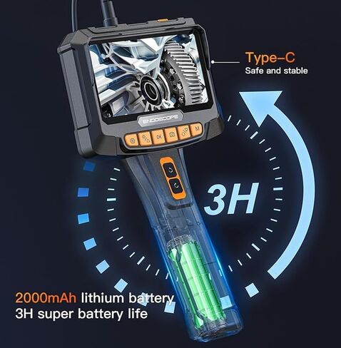 Borescope,Dual Lens Endoscope Camera with Light,5" IPS Screen IP67 Waterproof Sewer Camera Borescope, 360° Rotation Pipe Camera for for Wall, Plumbing, Automotive,Gift for Men (16.5FT) in Saudi Arabia