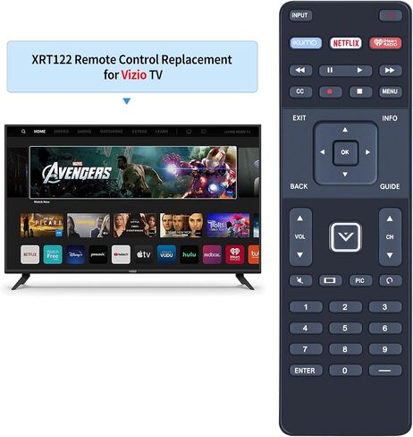 لوحة مفاتيح XRT500 QWERTY مع جهاز تحكم عن بعد بديل للضوء الخلفي متوافق مع Vizio TV M43-C1 M49-C1 M50-C1 M55-C2 M60-C3 M80-C3 M322I-B1 M422I-B1 M492I-B2 M502I-B1 M552I-B2 M602I-B3 in Kuwait