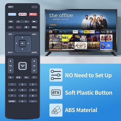 لوحة مفاتيح XRT500 QWERTY مع جهاز تحكم عن بعد بديل للضوء الخلفي متوافق مع Vizio TV M43-C1 M49-C1 M50-C1 M55-C2 M60-C3 M80-C3 M322I-B1 M422I-B1 M492I-B2 M502I-B1 M552I-B2 M602I-B3 in Kuwait