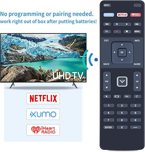 لوحة مفاتيح XRT500 QWERTY مع جهاز تحكم عن بعد بديل للضوء الخلفي متوافق مع Vizio TV M43-C1 M49-C1 M50-C1 M55-C2 M60-C3 M80-C3 M322I-B1 M422I-B1 M492I-B2 M502I-B1 M552I-B2 M602I-B3 in Kuwait