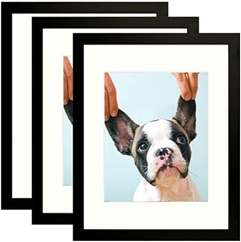 Picture Frames 8x10 Picture Frame Set of 3, Made of High Engineered Wood for 5x7 with Mat or 8x10 Without Mat, Table Top and Wall Mounting Decor,Wall Gallery Photo Frames(Black) in Saudi Arabia