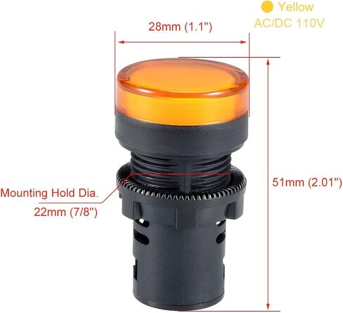 uxcell 2Pcs Blue Indicator Light AC/DC 110V, 22mm Panel Mount, for Electrical Control Panel, HVAC, DIY Projects in Saudi Arabia