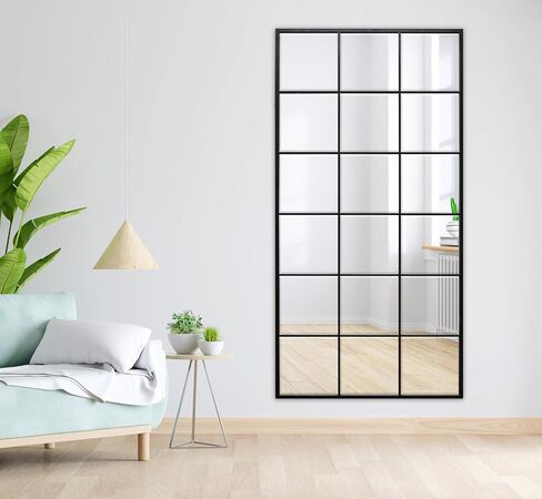 مرآة مشطوفة لجزء نافذة معدني أسود مقاس 35 × 70 بوصة، مرآة حديقة حديثة للاستخدام الخارجي، مرآة حائط سوداء كبيرة، مرآة نافذة معدنية مستطيلة، مرآة معدنية صناعية... in Saudi Arabia