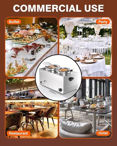 PYY Commercial Soup Warmer, Steam Table Food Warmer Electric Countertop Bain Marie Station with Large Stainless Steel Dual 9.2QT Round Pots for Restaurants, Parties, Buffets and Catering 86-185°F in Saudi Arabia