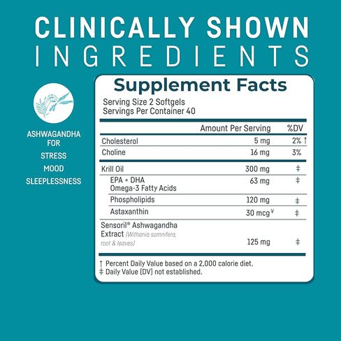 Kori Krill Kori Mind & Body Omega-3 Oil Omega 3, Brain Supplements for Memory and Focus, Lutein, Zeaxanthin, B12, Tumeric Curcumin, 80 Softgels in Saudi Arabia