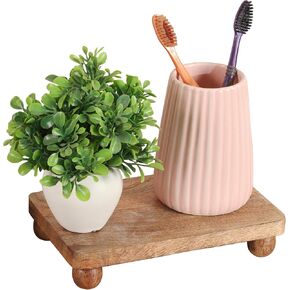 IRZA Wooden Risers for Display Wood Pedestal Stand Wooden Risers for Decor Farmhouse Vintage Rustic Riser Stackable Kitchen Wooden Stand Tray Riser, 2 Sizes As set of 2 Pcs