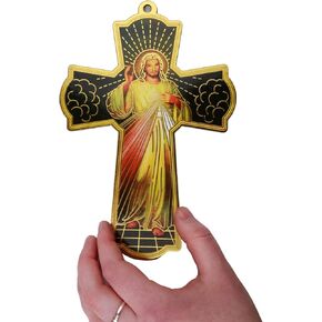 Needzo Full Color Divine Mercy Wall Cross, God Loves Us All, 7.75 Inches