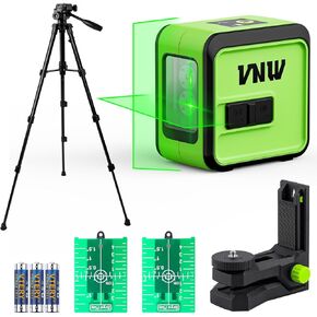 Self Leveling Laser Level with Tripod-High Accuracy[±1/10"at 33Ft],100Ft Cross Line Leveler Tool for Picture Hanging,Construction and Renovation-Magnetic Base,Carrying Bag Included