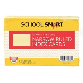 بطاقة فهرس مسطرة 90# من School Smart، مقاس 4 × 6 بوصات، كناري، عبوة من 100 قطعة