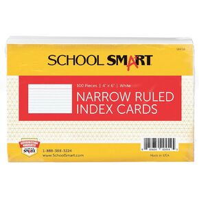 School Smart 90# Ruled Index Card, 4 x 6 Inches, Canary, Pack of 100