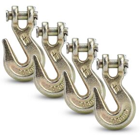G70 3/8 Chain Hook Heavy Duty Clevis Grab Hook for 3/8 Inch Grade 70 Chain - for Trailer Truck Transport Yellow Chromate Finish (4Pack)