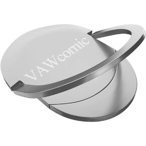 VAWcornic Cell Phone Ring Holder Phone Grip, 360 X 120 Degree Rotation Ultra Thin Finger Ring Kickstand for Magnetic Car Mount Compatible with Cellphone, Tablet, Kindle, Switch Lite and More - Silver