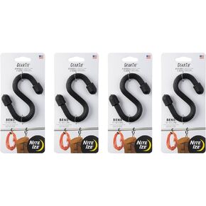 Nite Ize Gear Tie Bendable S-Hook - Black - 4 Count (4 Pack)