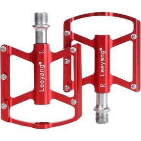 Mountain Road Bike Pedals Bicycle Flat Pedals of 9/16 Inch Lightweight Aluminum Alloy Pedals for MTB with 10 Removable Anti-Skid Pins