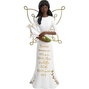 Pavilion Gift Company Pavilion-Because Someone We Love is in Heaven-7.5 Inch Collectible in Memory Ebony Angel Figurine, White