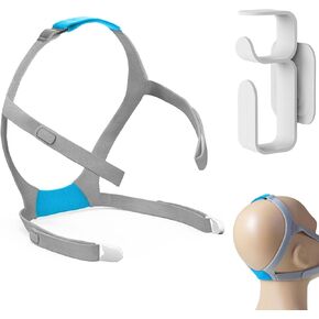 Headgear Strap Compatible with Airfit F30 CPAP Mask, Headgear Replacement for Resmed F30, Adjustable Headband with Two Clips, Standard Size, with Hose Holder