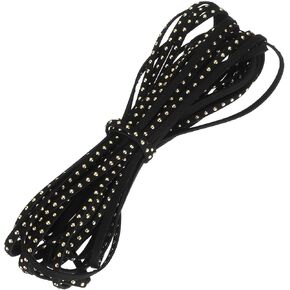 uxcell 20 Yards Faux Leather Suede Cord with Rivet, 5mm Studded Microfiber Leather String Rope for DIY Making Necklaces, Bracelets (Light Coffee)