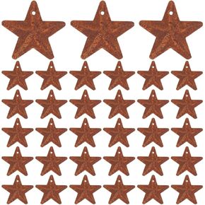 GORGECRAFT 30PCS 3 Sizes Rusty Metal Barn Star 2" 2.5" 3.75" Vintage Antique Primitives Country Decor Tin Steel Stars with Holes Rustic Ornament Original Retro Accents for Patriotic 4th of July Xmas