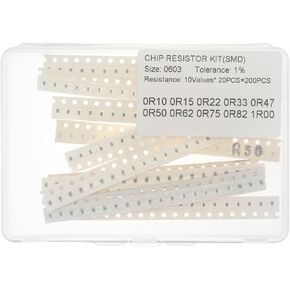10 Values x 20 Pieces, Total 200 Pieces, 0603 1% SMD Surface Mount Thick Film Chip Precision Resistor Kit in Kuwait