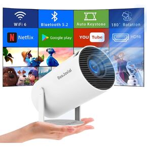 Portable Projector WiFi Bluetooth: Auto Keystone Mini projector for IOS Android Phone Laptop TV Stick HDMI USB