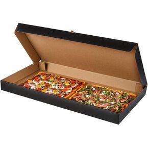 Restaurantware Eco Pie مقاس 24 × 8 × 2 بوصة صناديق الوجبات الجاهزة للخبز المسطح 50 صندوق بيتزا مموج يمكن التخلص منه - صناديق بيتزا متينة من ورق الكرافت والأسود للبيتزا أو الخبز المسطح مثالية للمطاعم
