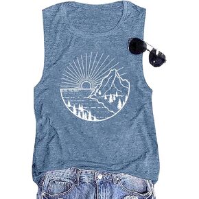 Nature Sunrise Tank Top for Women Summer Hiking Graphic Tops