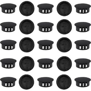 25PCS 1-1/4" Black Nylon Plug, Round Plastic Snap in Locking Hole Plug, Furniture Fence Hole Round Plug Insert End Caps, Furniture Hole Decorative Cover