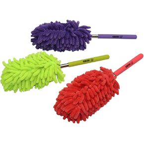 Grip 3pc Telescopic Micro Fiber Duster - Extends 10" to 34" - Traps and Holds Dust Without Harmful Cleaning Chemicals - Cleaning/Dusting Around Home, Office, Vehicle