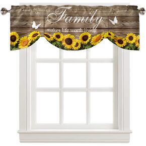Fall Pumpkin Curtain Valance for Kitchen Windows,Watercolor Pumpkin Short Curtains & Drapes Rod Pocket,Thanksgiving Pumpkin Valance for Bathroom Bedroom Living Room Curtain Over Sink 54x18in,1Panel