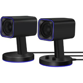 SW202 24W Computer Gaming PC Speakers - Built-in 16bit DAC Dynamic 3D Surround Sound - Bluetooth 5.2 USB 3.5mm Aux Inputs- Three EQ Sound Mode - RGB Backlit Multimedia Speakers (Pair, Black)